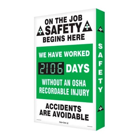 Accuform Accuform On The Job Safety Electronic Scoreboard, 20"W x 28"H, Aluminum SCK116